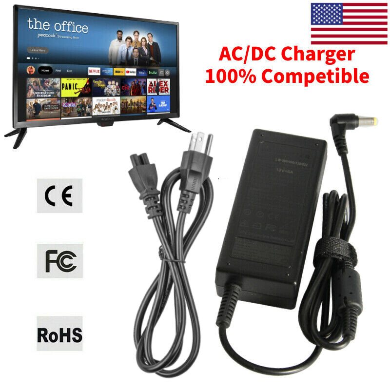 Charger Cord for Insignia 12V LED HDTV HD TV Power Supply 19” 20 