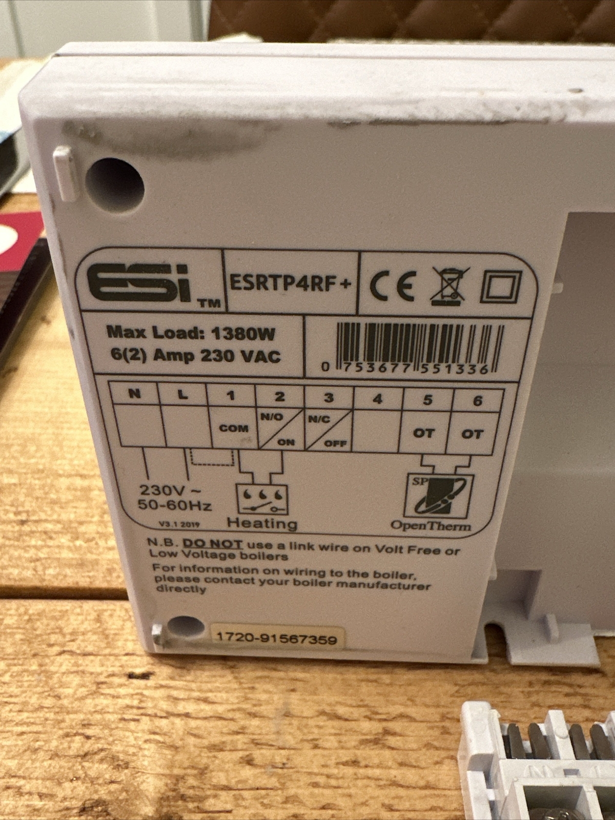 ESI Wireless Programmable Room Thermostat ESRTP4RF+ Boiler eBay