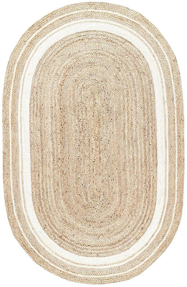 Rug Natural Jute Hand Braided Oval Shape Reversible Braided Modern ...