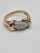 Vintage Sterling Silver Gold Vermeil Clear CZ Band Ring Size 10