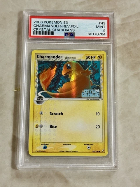 Pokemon TCG EX Crystal Guardians Charmander 49/100 Reverse Holo PSA 9