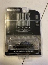 1/64 GreenLight 1971 Datsun 510 Car with Ski Roof Rack Black Bandit 27