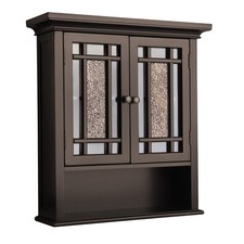 Removable Wooden Wall Cabinet Bathroom Storage Dark Brown