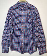 Untuckit Men's Blue Plaid Long Sleeve Button Up Shirt Size XL