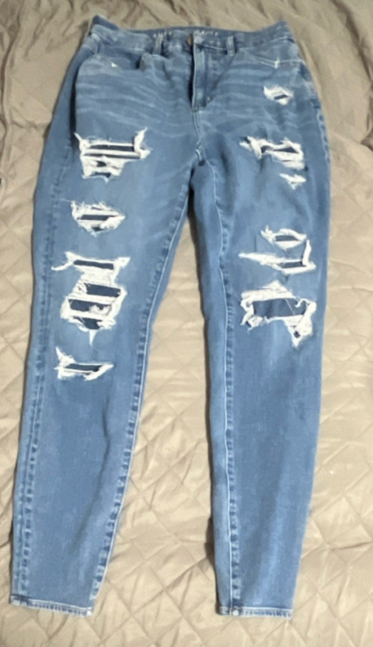 American Eagle Outfitters Curvy High Rise Jegging Dream Jean Distressed Blue
