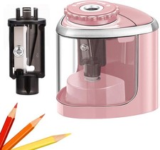 Electric Pencil Sharpener Kids Classroom Office Pink