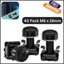 40 Pack M6 x 16mm Rack Screws Cage Nuts for Server Cabinets