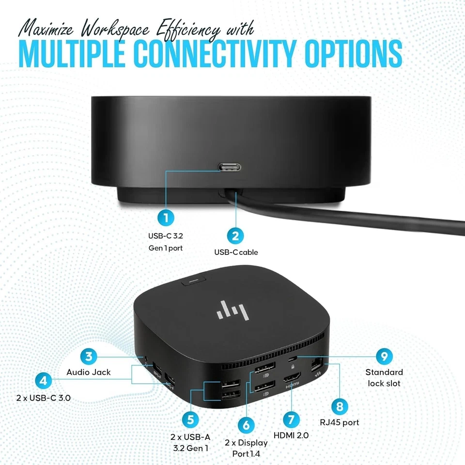 HP USB-C Dock G5 26D32AA Bundle – Dual Monitor Docking Station 120W Charging - Image 2 of 3