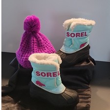 Sorel Kids Snow Commander Boots Sea Salt Pink Winter Snow Boots Size 13