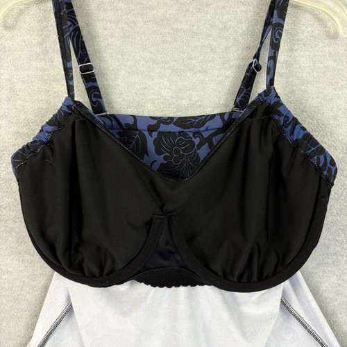 Haut de bain débardeur Lands' End 12 DD armatures * PAS DE COUSSINETS * bleu noir floral - Photo 7/9