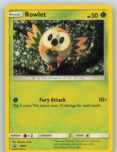 Rowlet - SM01 Sun & Moon Promo Holo Pokemon NM