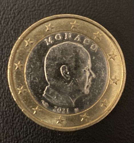 Monaco 1 Euro Kursmünze Albert II. 2021, zirkuliert Zustand sehr gut
