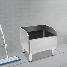 Commercial Stainless Steel Floor Mop Sink - 24" x 16" x 22", 12" Deep Basin