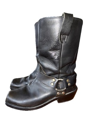 Durango Black Leather Harness Motorcycle Boots Men display picture 3