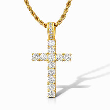 Collana Croce Moda Lusso 60cm Catena Intrecciata Uomo Donna placcata in oro