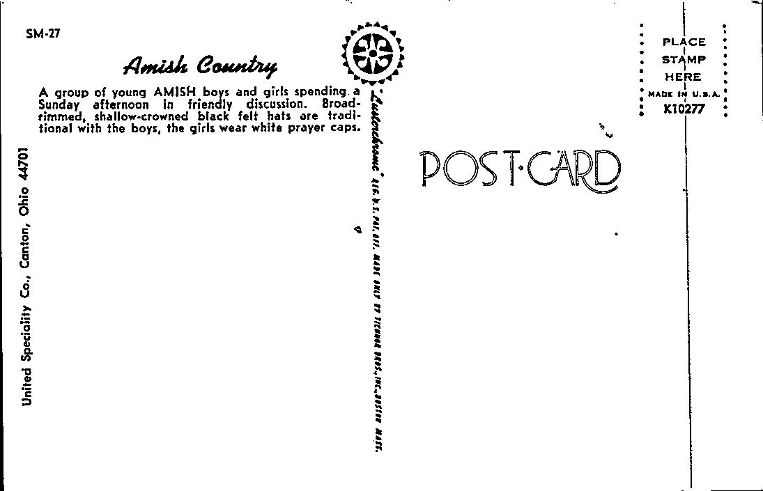 Amish Country Boys and Girl Converse Postcard thumbnail 2