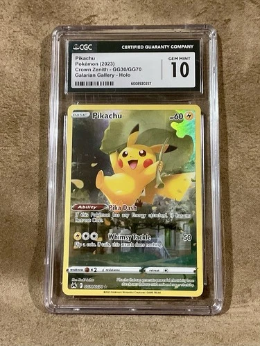 POKEMON Pikachu GG30/GG70 Crown Zenith Galarian Gallery Holo CGC 10 2023