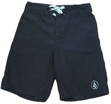 Volcom Black With Gray Adjustable Front Tie Board Shorts Swim Trunks Kids Sz 7
