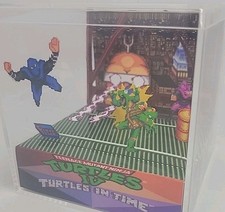 Teenage Mutant Ninja Turtles in Time Cubo 3D Diorama SNES Videojuego Shadowbox