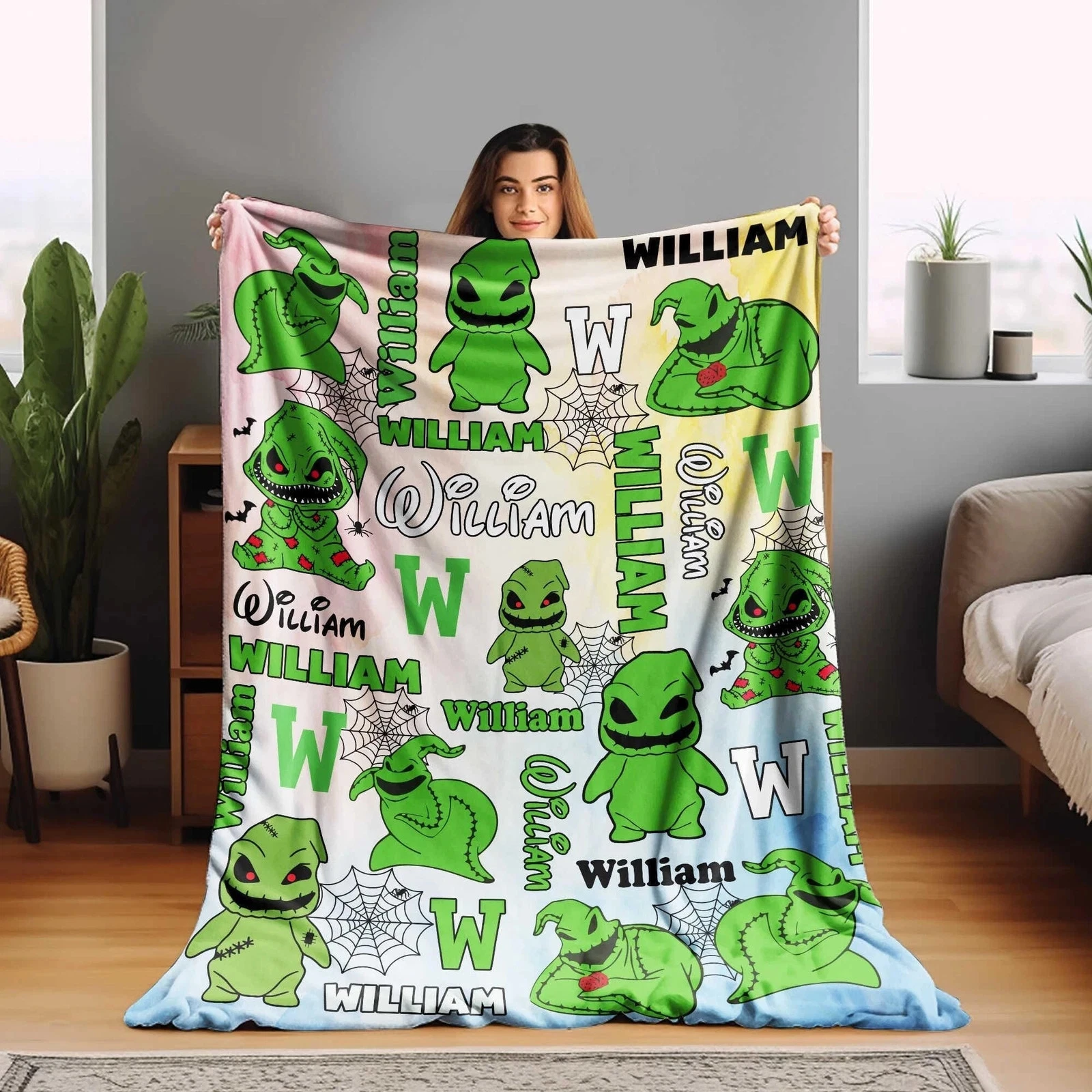 Custom Oogie Boogie Blanket, Nightmare Before Christmas Fleece Blanket