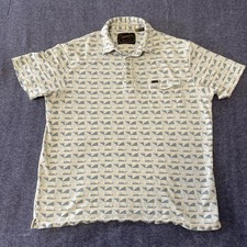 Howler Bros Shirt Mens Large Ranchero Polo Pearl Snap Golf Geometric Blue Read