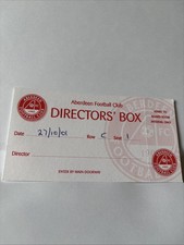 Aberdeen v Hearts Directors Box Ticket 27/10/2001