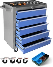 Tool Chest 5 Drawers Rolling Tool Chest Wheels Portable Rolling Box Organizer