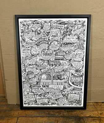 Vic Lee London Map Tate Modern Framed Poster Print 29x21 Wall Art UK City Decor