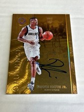 2017-18 Panini Opulence Dennis Smith Jr 7/10 On Card Rookie Auto Mavericks E6. rookie card picture