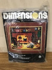 1980 Vintage Dimensions Needlepoint Kit 2146 COZY HEARTH 18x14 Sealed