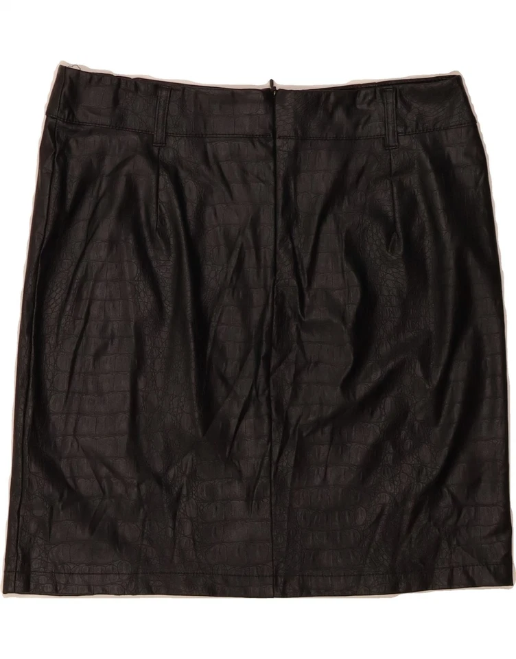 Minifalda de cuero para mujer PIAZZA ITALIA W32 grande negra estampado animal CT03 Foto 2 de 3