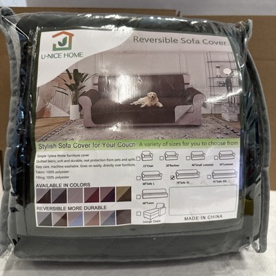 U-NICE HOME Loveseat Sofa Cover Reversible Couch Cover for Dogs with Elastic Str