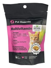 Pet Honesty Multivitamin For Cats - Chicken Flavor Chews - 3.7 oz - Exp 06/26