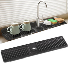 Faucet Mat for Kitchen Sink, 24 Inch Longer Silicone Sink Splash Guard, 7 Slope