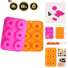 Juego de 2 moldes para galletas de silicona de 6 cavidades, molde antiadherente para donas de tamaño completo seguro...