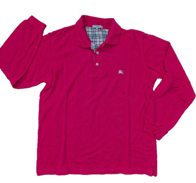 Burberry London Poloshirt Langarm Vintage Long Sleeve Designer Gr.M Rot