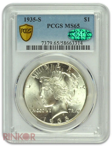 1935-S $1 Peace Dollar PCGS MS 65 CAC