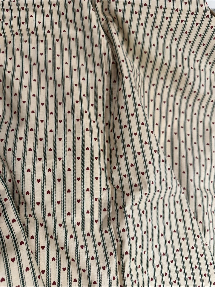Vintage Striped Hearts & Ticking Stripes Beige Unbranded Cotton by the HALF YARD - Image 3 of 3