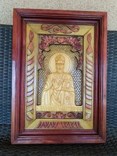 Hand Carved Icon St. Nicholas Orthodox Christian Wood Art by Ukrainian Master