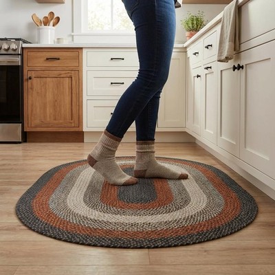 Super Area Rugs Braided Rug Multicolor Standard Functional Area Rug Floor Accent