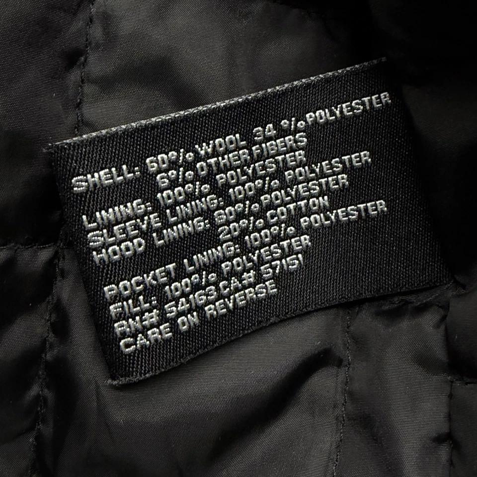 Jaqueta rebite preta masculina XL cinza mistura de lã com capuz Parka acolchoada casaco quente - Imagem 4 de 4