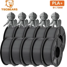 10KG Gray TECBEARS PLA+ Filament 3D Printer Bundle 1.75mm±0.02 PLA Plus Filament