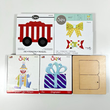 Sizzix Dies Lot of 5 - Clown Circus Car 2 Present Bows Gift Tag - Birthday Fair