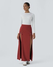 Halara Women  s XL High Waisted Buckle 2-in-1 Maxi Skirt Color Emboldened NWT