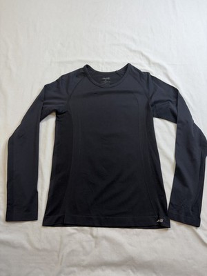 Avia Womens S Black Long Sleeve Athletic Shirt Nylon Spandex Workout Top