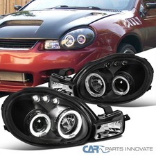 Black Fits 2000-2002 Dodge Neon Led Halo Projector Headlightssignal Lamps Pair