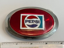 Vintage 1980's Pepsi Cola Belt Buckle With Red Inlay