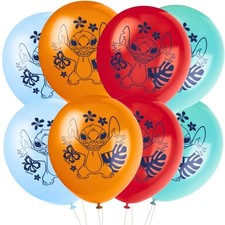 Globos de látex Disney Lilo & Stitch 12" - Colores surtidos, paquete de 8