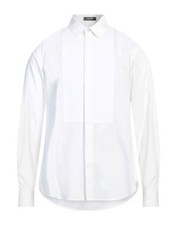 $995 Designer VERSACE Men's Blouson Blue Solid White Button Down Dress Shirt 38