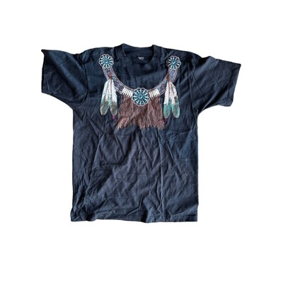 Vintage Southwest Native Design FOTL Best Black USA Made L Single Stitch T-Shirt